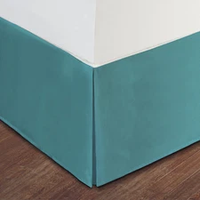 Turquoise Luxury Hotel Bed Skirt: Tailored Pleat, 14" Drop