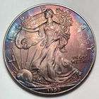 1999 $1 American Eagle 1 oz Fine Silver Toned US Bullion Coin Attractive Toning!
