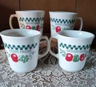 Vintage Corning Corelle Farm Fresh Coffee Cups Mugs 8 oz Set 4 Apples Pears
