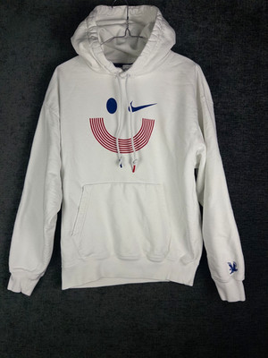 Nike USA Solo Swoosh Hoodie Mens S White Fleece Paris Olympics French Terry
