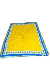 Vintage Silky Scarf Yellow Blue Geometric Square 31" Mod MCM Wear