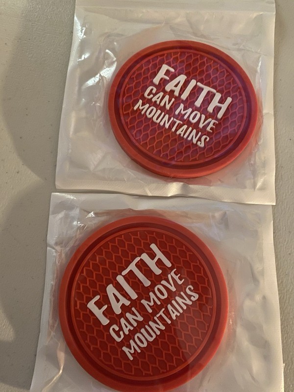 Faith Can Move Mountains Red Coasters for Cup Holders For Cars Easy To Clean