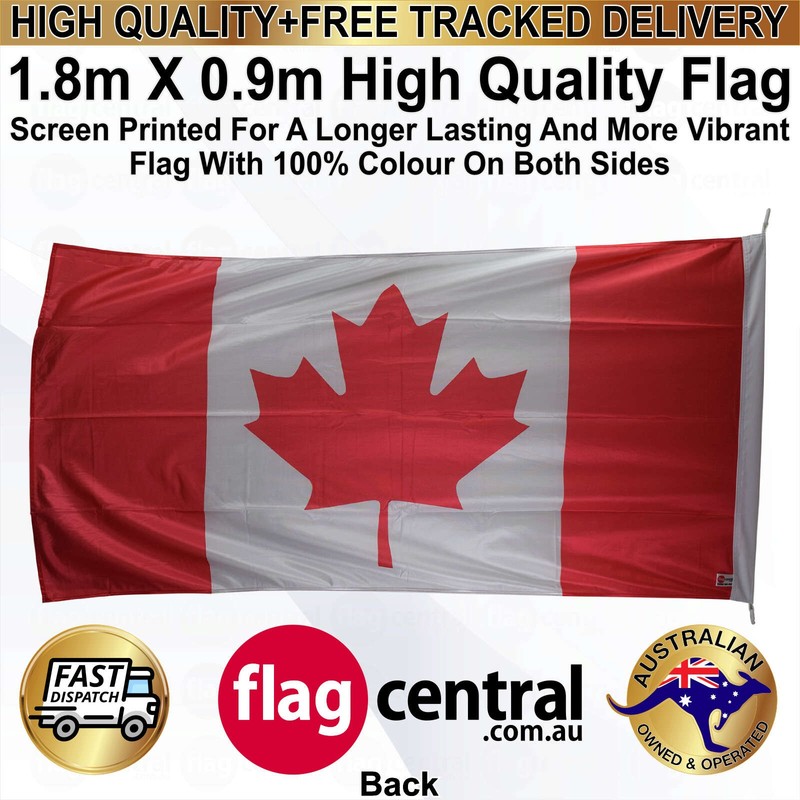 A - Canadian National Flag - Red and White 1.8m x 0.9m - 2