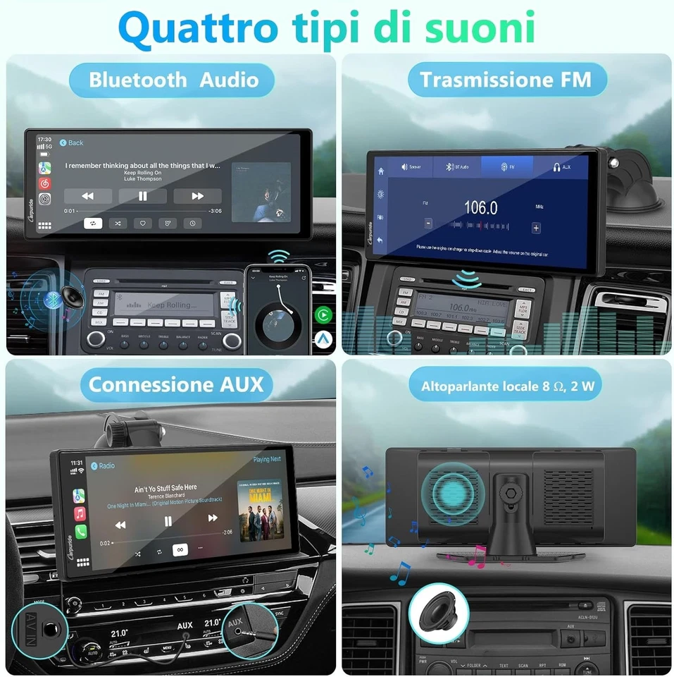 Schermo per Auto Carplay Wireless Andriod Auto, Touchscreen Da 10.26 Pollici Cam - Immagine 4 di 4