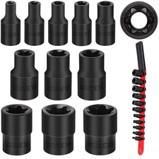 SEDY 11-Piece E-Torx Socket Set E4 E5 E6 E7 E8 E10 E12 E14 E16 E18 E20, Black