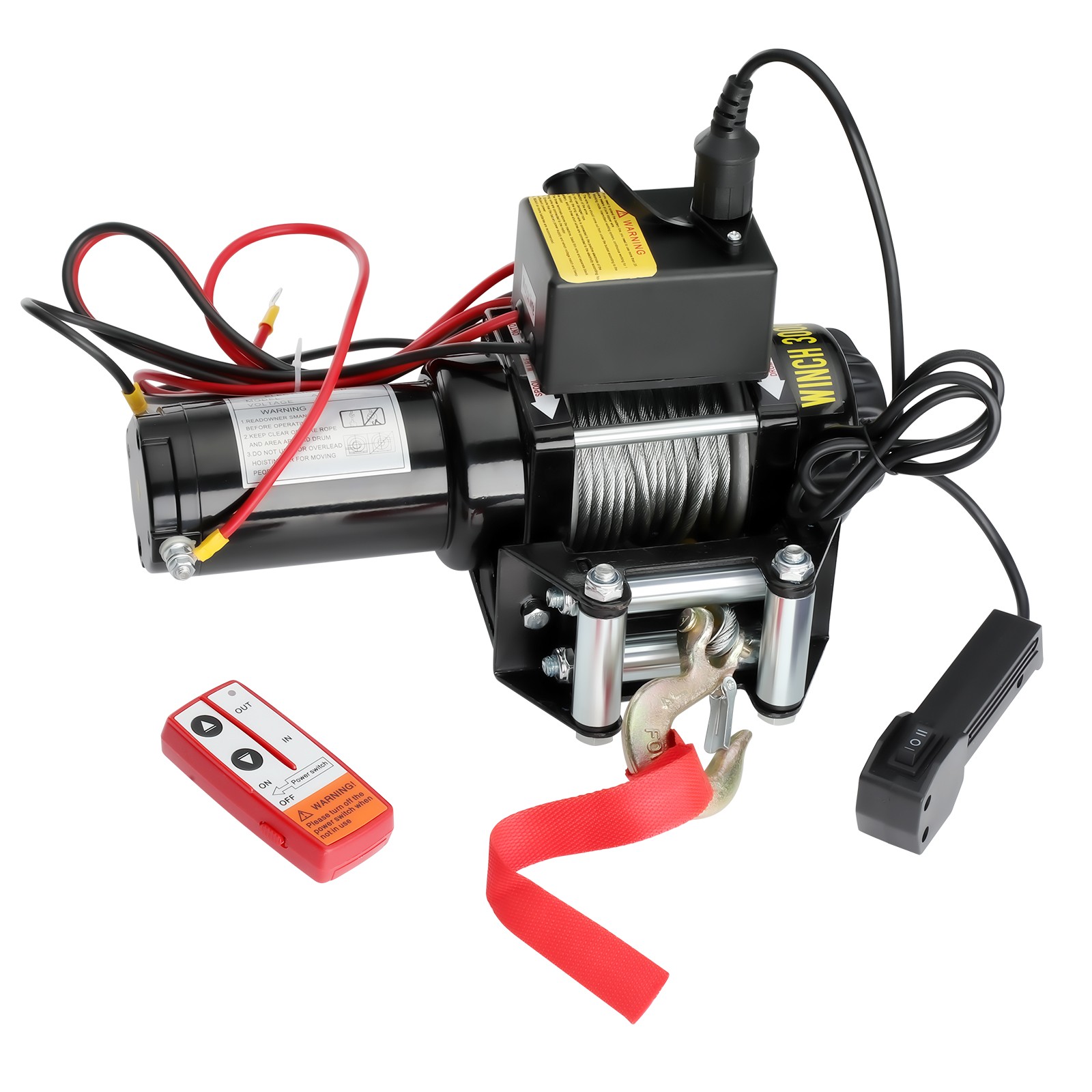 12V 4500lb/2041kg Car Electric Winch Fiber Rope With 2 Wireless Remote Controls - Image 9