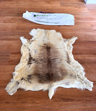 Pokka Reindeer Hide Rug Beige/Brown Scandinavian Nordic Animal Skin 3ft Wide
