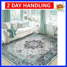 Area Rugs 5'x7' Washable Non-Slip, Floral Vintage Distress Print Pattern Meda...