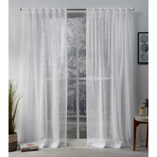 Belgian Winter White Solid Sheer Hidden Tab / Rod Pocket Curtain, 50 In. W X 84