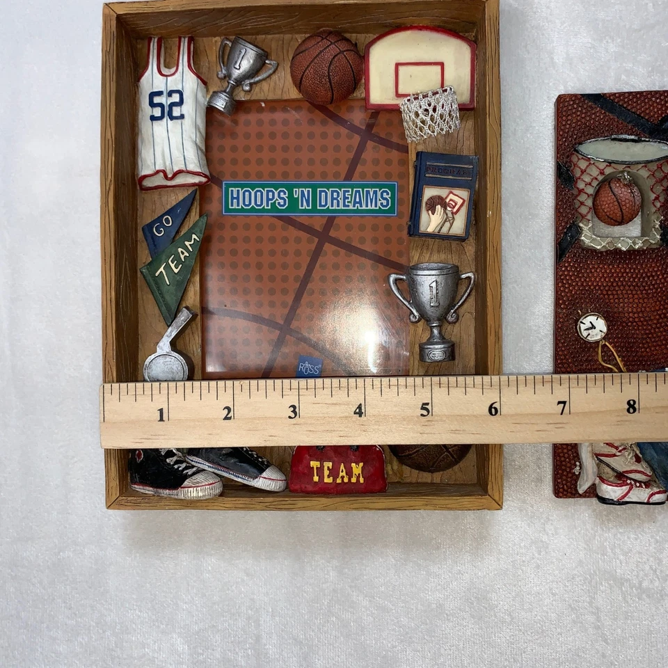 Lote de marcos de fotos de baloncesto decoración de pared exhibición de fotos Russ Berrie pintado a mano Foto 4 de 4