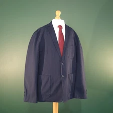 White Stuff Blazer Men's 48 Navy Blue 100% Cotton Single-Breasted Jacket