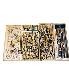 Set timbri gomma parola alfabeto legno vintage sfida tipografia tipo 2 scatole