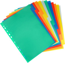 Divisori per Raccoglitori Ad Anelli A4, Lot De 12 Divisori per Quaderni Ad Anell