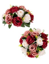 Flower Balls Wedding Centerpieces 2 Pcs Burgundy Blush  White Fake Rose Flow...