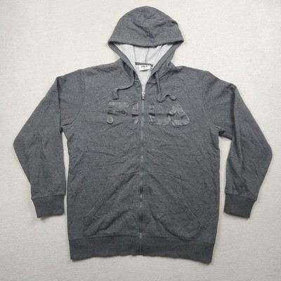 Fila Sweatjacke Y2K Herren Sweater Gr. M Jacke Hoodie Pullover Kapuze Grau