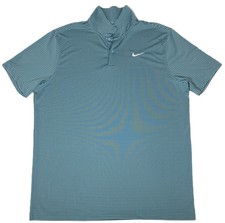 Nike Golf Dri-FIT Men s XL Blue Striped Short Sleeve Polo Shirt