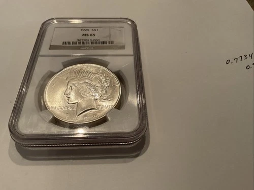 NGC 1925 S$1 PEACE DOLLAR  MS65 , 07734oz, Silver Coin NGC VALUE $175.00