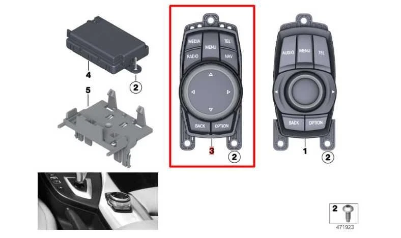 BMW 428i xDrive 2014-16 SULEV consola central interruptor de control multimedia con bisel Foto 3 de 4