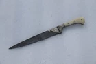 old vintage Mughal Islamic ottoman silver inlaid dagger steel blade white handle