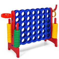 Giant 4 in a Row Game Jumbo Connect 4 Garden Games w/42 Rings Basketball Hoop