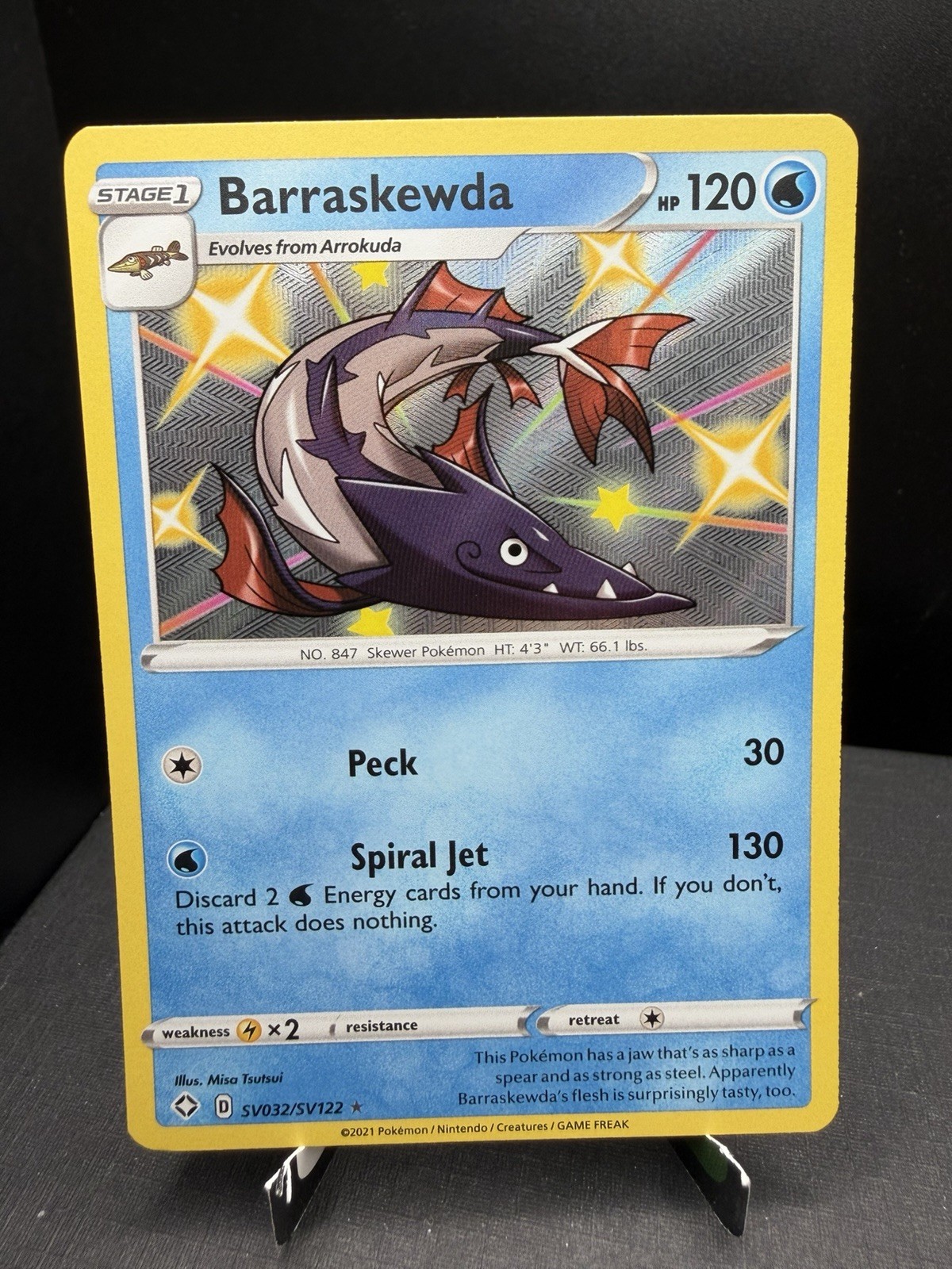 Pokemon TCG Sword & Shield Shining Fates Barraskewda SV032/SV122 Shiny Rare NM