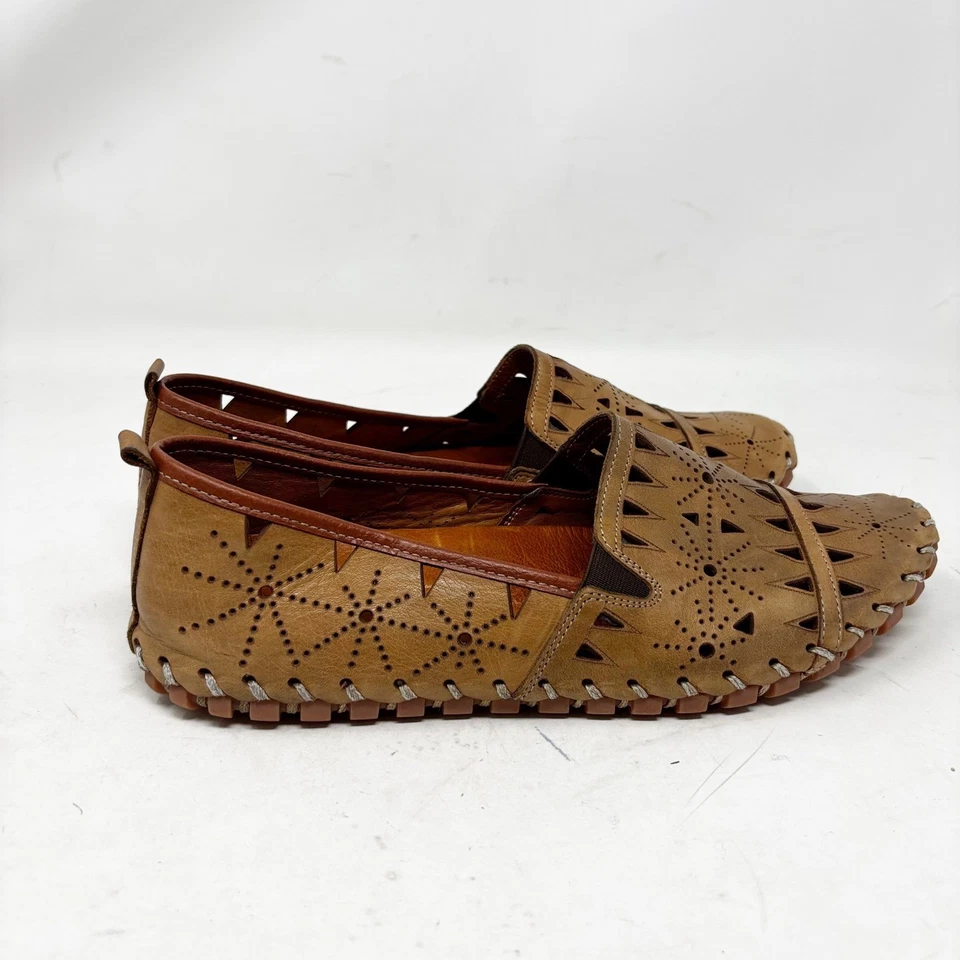 Spring Step Fusaro Loafer Size 41/9.5/10 Leather Laser Cut Slip On Shoe Brown - Image 4 of 4