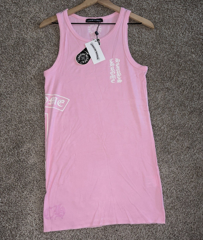 Chrome Hearts Pink Ribbed Logo Tank Top or Dress!