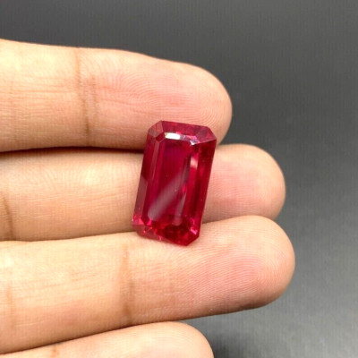 Burmese Certified Natural Red Ruby 28.75 Ct Flawless Emerald Cut Loose Gemstone