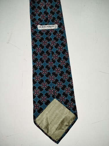 GIORGIO ARMANI Cravatte Blue,Red, Black Geometric Silk Necktie TIE 57"L x 4"W - Picture 3 of 6