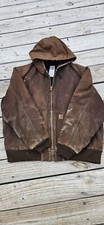 Carhartt J130 DKB Washed Duck Jacket Men's Hooded Dark Brown 14806 Size XL