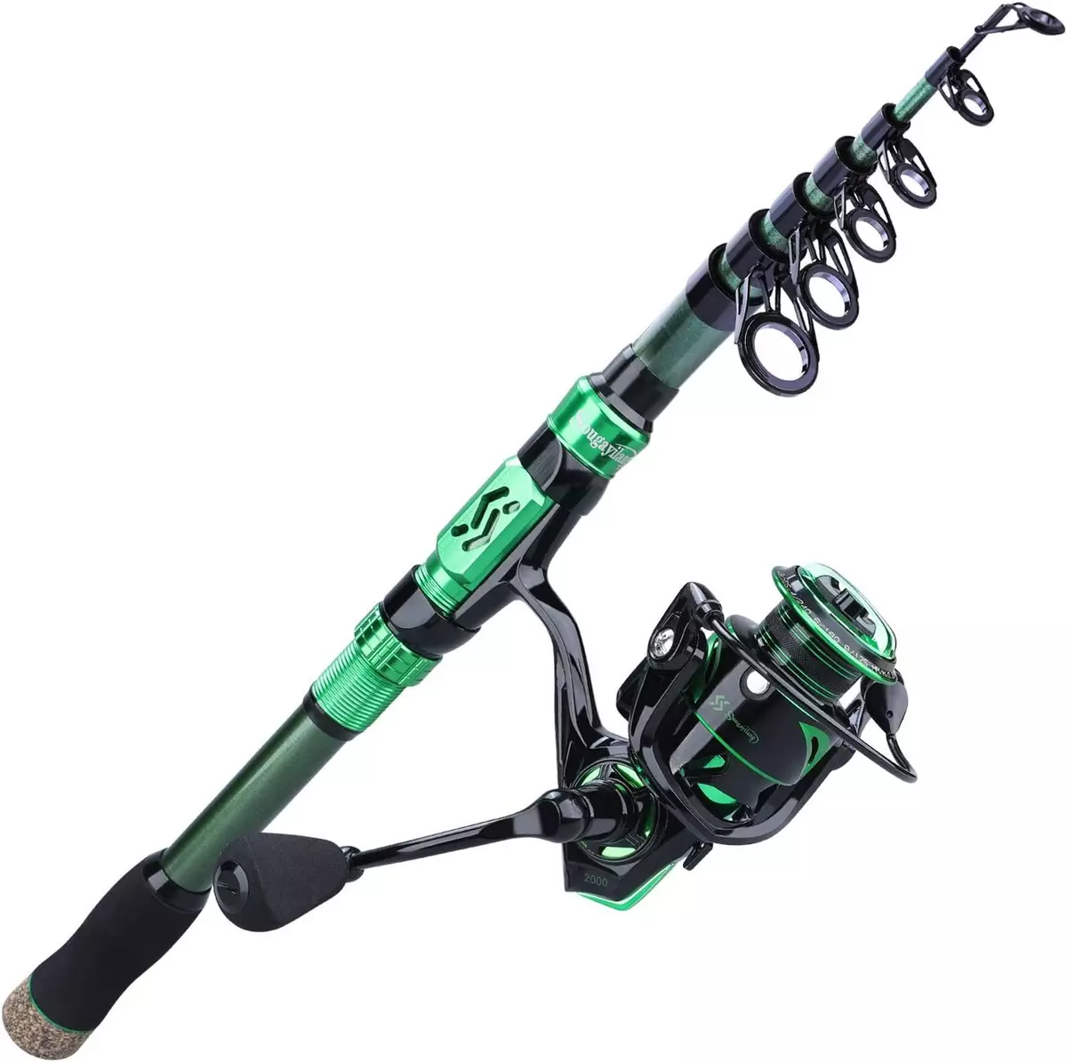 Sougayilang Spinning Fishing Rod Reel Combos,Portable 2.1m/6.9ft-2000, green