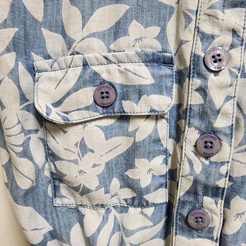 Vineyard Vines Romper Girls S Blue White Floral Chambray Button Elastic Waist - Picture 8 of 13