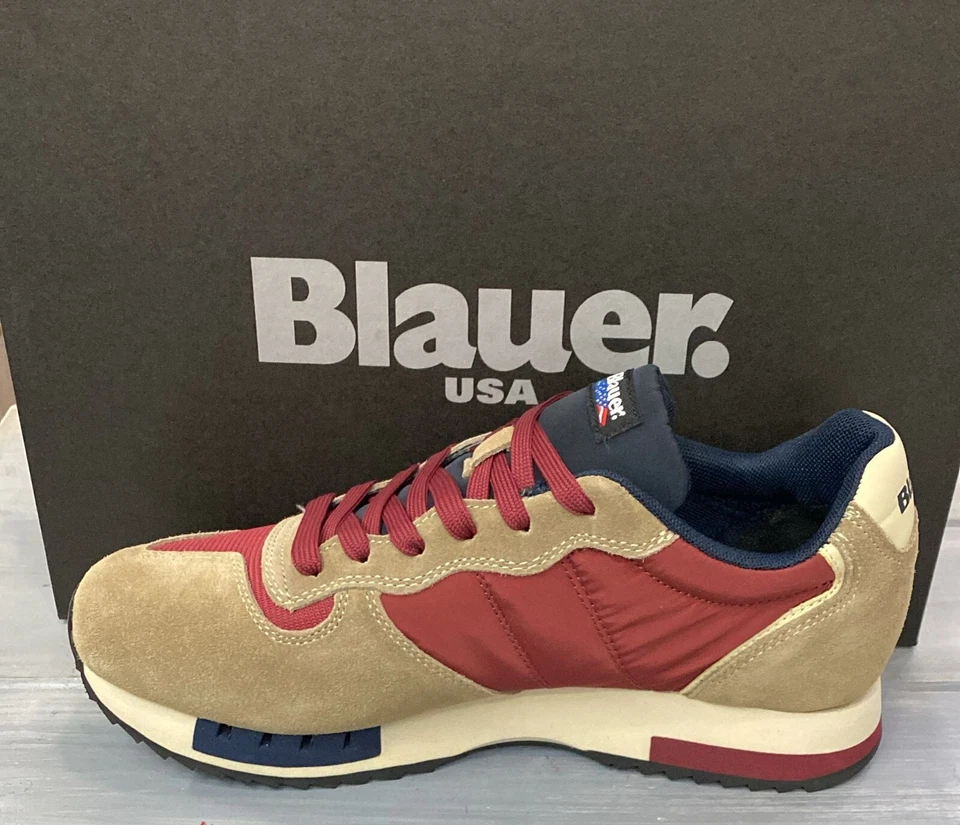 Zapato Hombre AZUL Rojo/Beige Gamuza Talla EU 42 BLR7 Foto 2 de 4