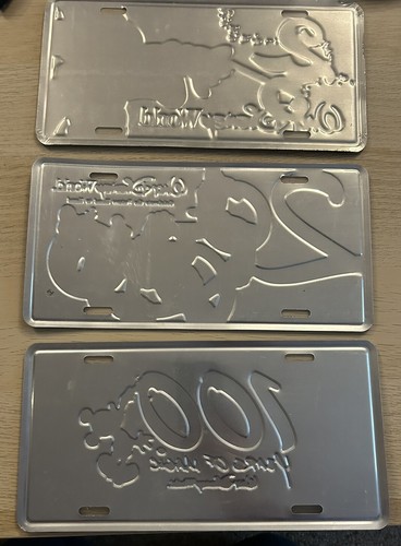 Walt Disney World 3 Vintage Metal License Plates 100 25 Years 2000 New Sealed - Picture 2 of 2