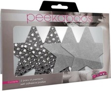 Peekaboo Premium Star Shaped Nipple Pasties Silver