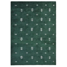Hand Knotted Loom Silk Mix Area Rugs Contemporary Dark Green White BBH Homes LSM