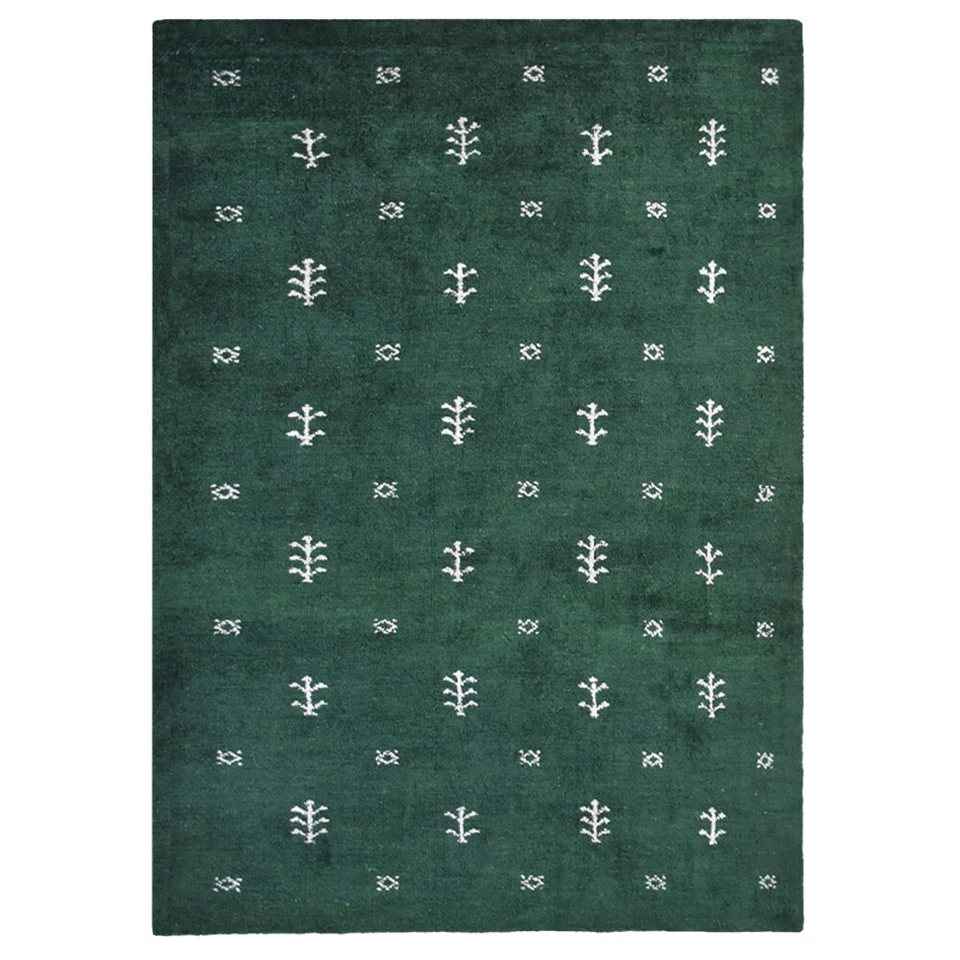 Hand Knotted Loom Silk Mix Area Rugs Contemporary Dark Green White BBH Homes LSM