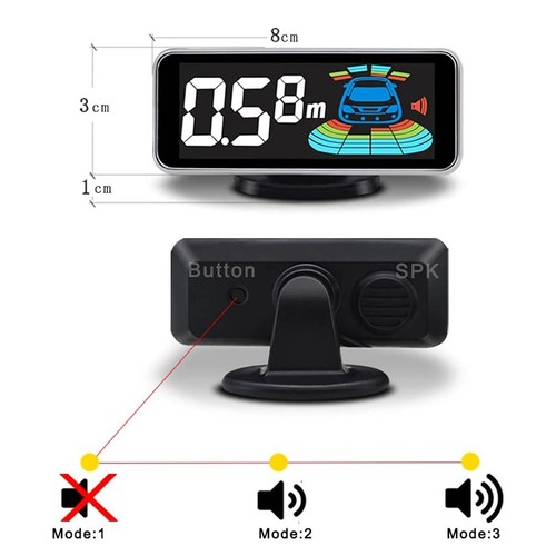 with 8 Parking Sensors LED Backup Reverse Rear Radar System Alert Alarm Kit V1T8 - Picture 6 of 11