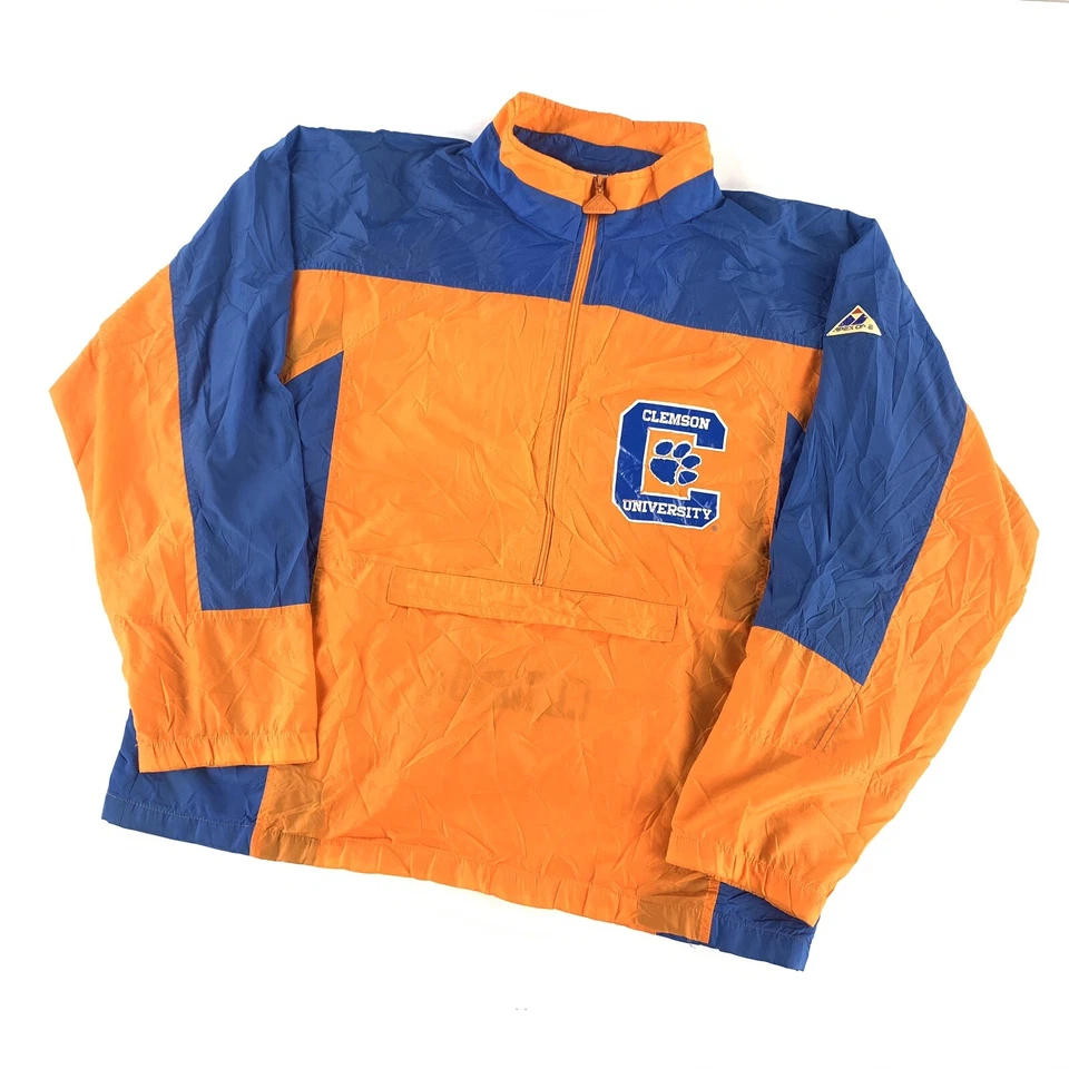 Vintage 90s Clemson University Windbreaker Track Jacket Full Zip Blue/Orange - Image 3 of 4