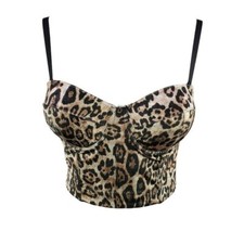 Damen Tank Bustier Bh Bralet Korsett Gekürzt Top Leopard Spaghettiträger Club