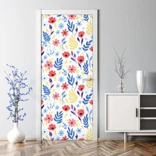 Cold Flowers Floral Door Decal Decor white mural Self Adhesive Peel & Stick