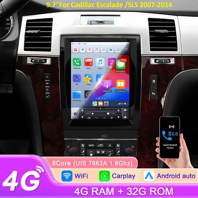 9.7''Android13 Carplay Radio Stereo GPS 8Core For Cadillac Escalade SLS 2007-2014
