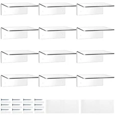 12 Pack 6x6 Inch Clear Acrylic Floating Shelves Wall Display Shelf for Bathroom