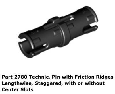 Lego 4x 2740 Black Technic, Pin with Friction Ridges Lengthwise, AT-TE 4482