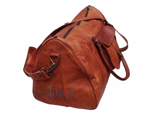 Herren Vintage braun Leder Ziegenleder Gepäck Seesack Sporttasche Übernachtun... - Bild 6 von 6