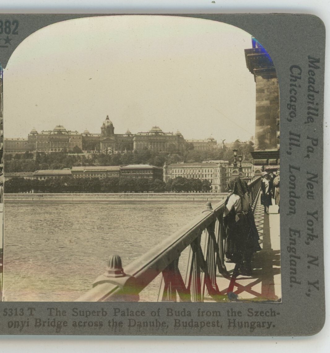 Palace of Buda across Danube Budapest Hungary Keystone Stereoview