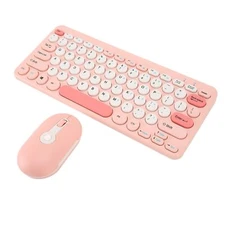 Wireless Keyboard Mouse Set Stylish Slim Round Keycaps Mute Ergonomic 2.4G