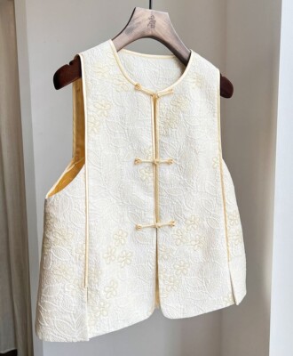 Chinese Traditional Women Top Waist Coat Vest Button Vintage Size 6 8 10 12 New