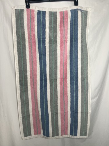 VTG 1990s Centennial Castle Dundee Pastel Striped Bath Towels Retro Set of 2 (G) - Picture 6 of 22