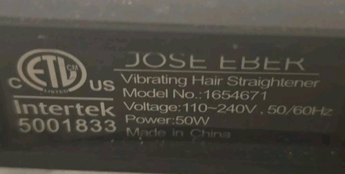 Jose Eber Vibrating Hair Styling Flat Iron Model 1654671 Tested - Picture 3 of 6